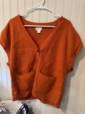 Maeve Burnt Orange V-Neck Short Sleeve Cardigan